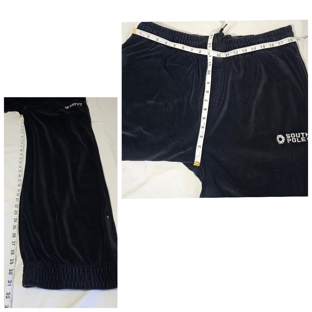 South Pole Velour Tracksuit Set XXL Black Full Zip Y2K Streetwear Jogger Set - Picture 9 of 11